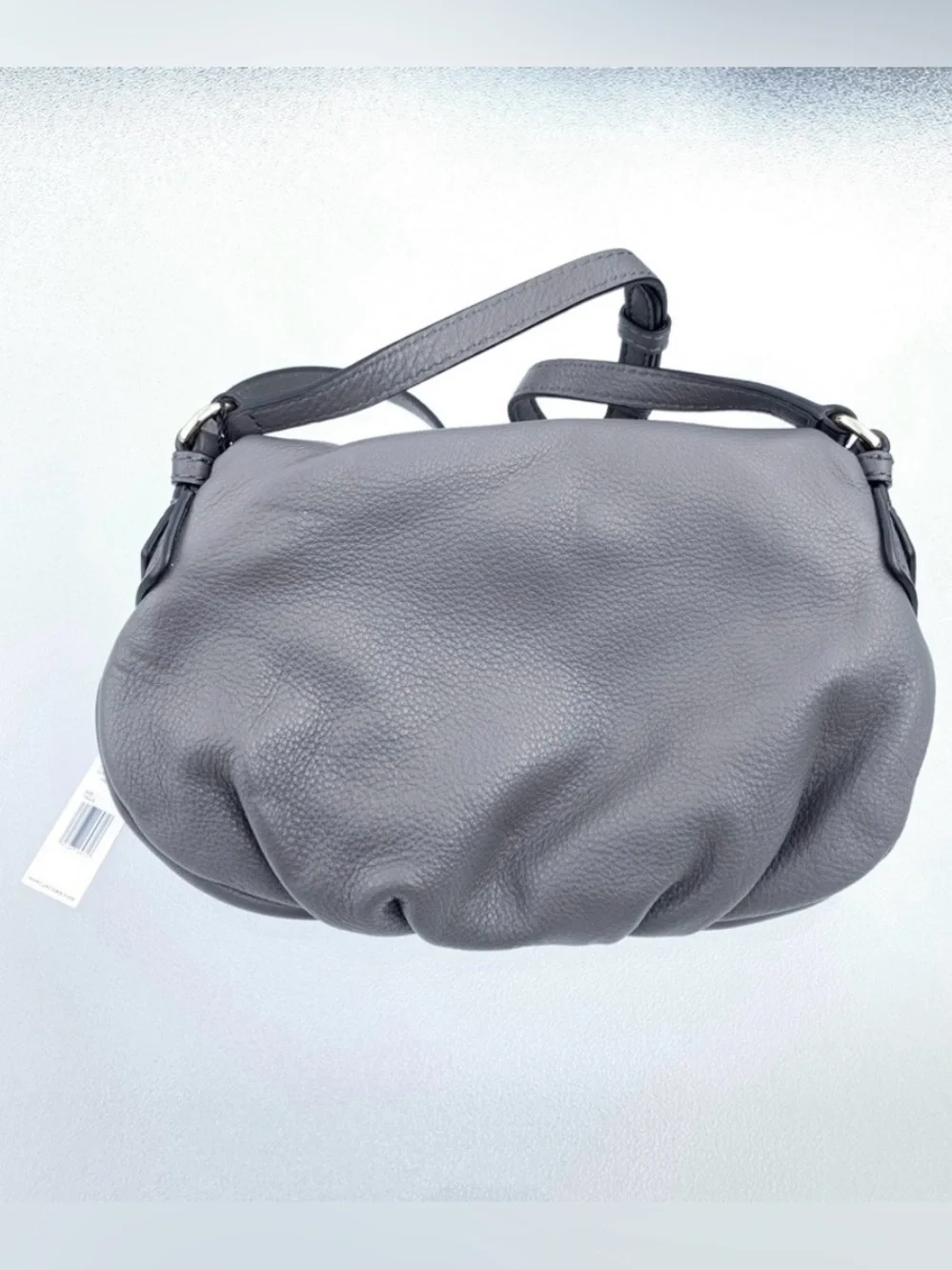 MARC JACOBS Natasha Gray Pebbled Leather Slouchy Dual Compartment Crossbody Bag